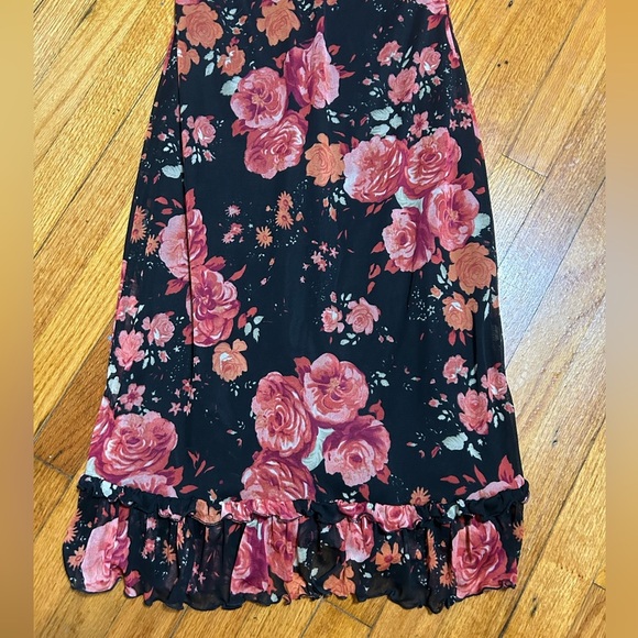 Y2K Zinc Dark Romantic Babydoll Midi Length Floral Dress USA Made (Runs Small) - Picture 10 of 11